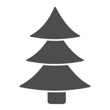 Christmas tree line and solid icon. Decorated conifer outline style pictogram on 库存插图