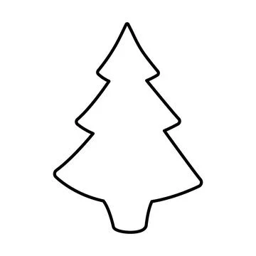 Christmas tree line art icon. Simple fir tree outline coloring page design... Stock Illustration