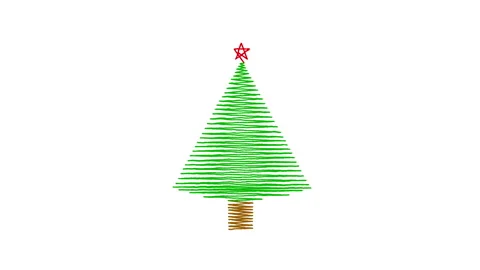 Christmas tree line drawing animation on white background. Stock Footage 335667176