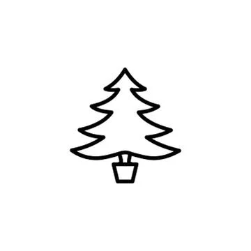 Christmas Tree Line Icon In Flat Style Vector Icon. Black Line Spruce Vector Stock Illustration
