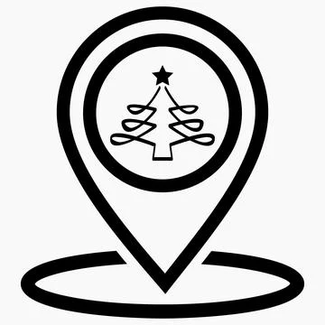 Christmas tree location icon. Stock Illustration