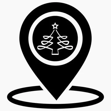 Christmas tree location icon. Stock Illustration