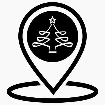 Christmas tree location icon. Stock Illustration