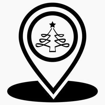 Christmas tree location icon. Stock Illustration