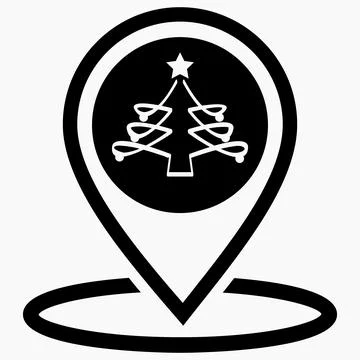 Christmas tree location icon. Stock Illustration