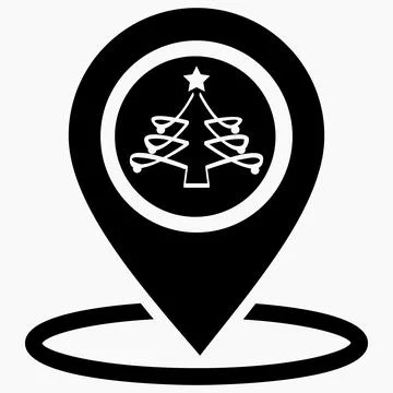 Christmas tree location icon. Stock Illustration