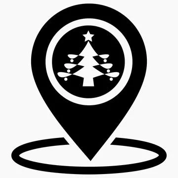 Christmas tree location icon. Stock Illustration
