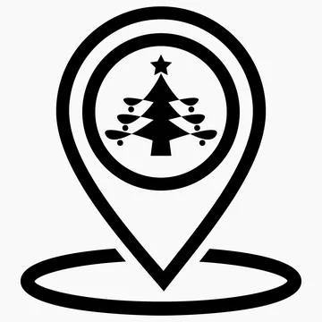 Christmas tree location icon. Stock Illustration