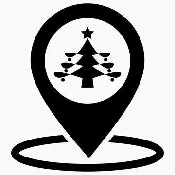 Christmas tree location icon. Stock Illustration