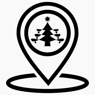Christmas tree location icon. Stock Illustration