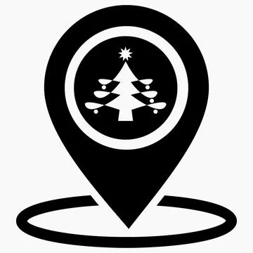 Christmas tree location icon. Stock Illustration