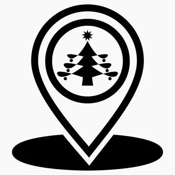 Christmas tree location icon. Stock Illustration