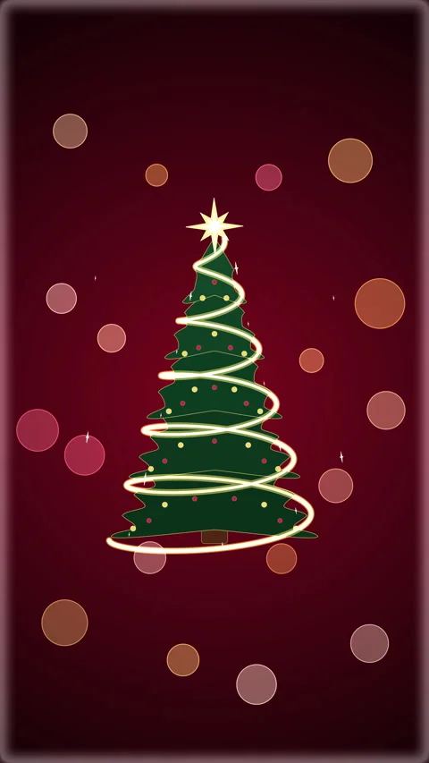 Christmas tree loop animation with glowing star and festive bokeh background Stock Footage 346546155