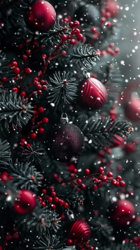 Christmas tree. Loop. Falling snowflakes. Stock Footage 267044369