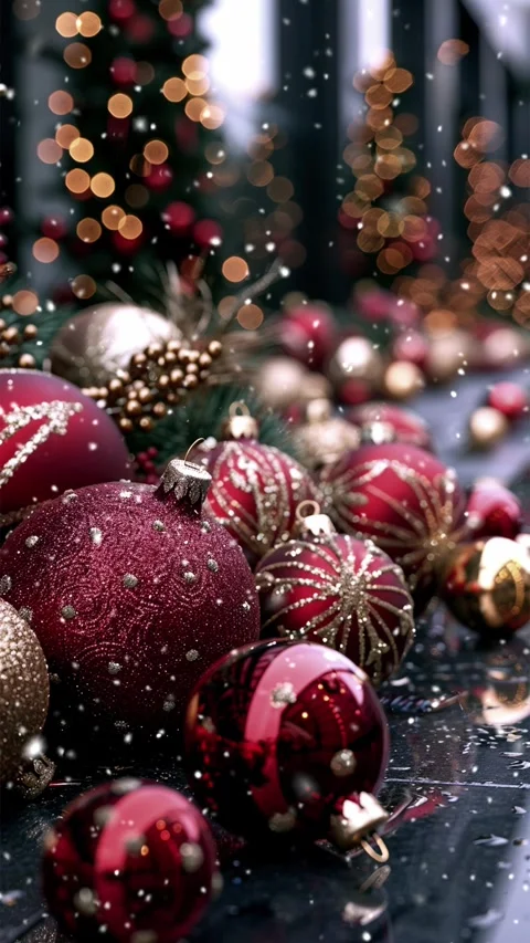 Christmas tree. Loop. Falling snowflakes. Stock Footage 267044446