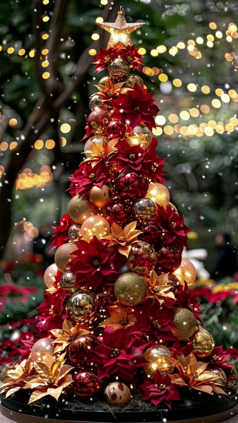 Christmas tree. Loop. Falling snowflakes. Stock Footage 267044453