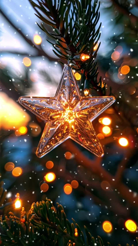 Christmas tree. Loop. Falling snowflakes. Stock Footage 267044456
