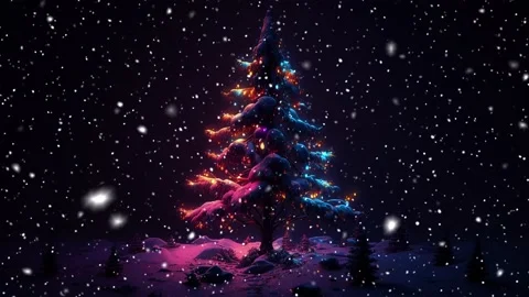 Christmas tree. Loopable Christmas snow. Falling snowflakes. Stock Footage 235940697
