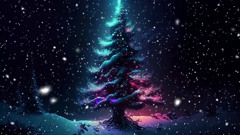 Christmas tree. Loopable Christmas snow. Falling snowflakes. Stock Footage 236257766