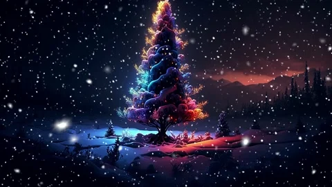 Christmas tree. Loopable Christmas snow. Falling snowflakes. Stock Footage 236257767