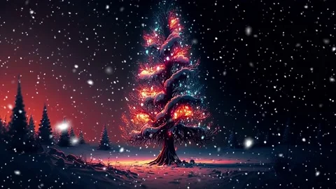 Christmas tree. Loopable Christmas snow. Falling snowflakes. Stock Footage 236257768