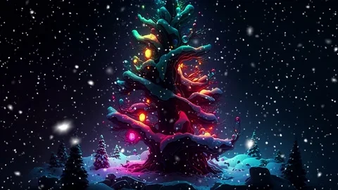 Christmas tree. Loopable Christmas snow. Falling snowflakes. Stock Footage 236257769