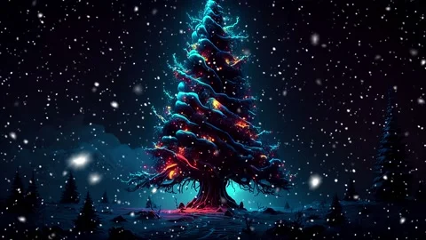 Christmas tree. Loopable Christmas snow. Falling snowflakes. Stock Footage 236257949