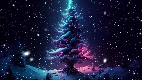 Christmas tree. Loopable Christmas snow. Falling snowflakes. Stock Footage 236257958