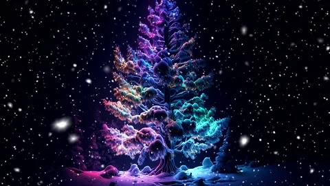 Christmas tree. Loopable Christmas snow. Falling snowflakes. Stock Footage 236258147