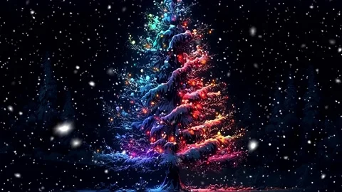 Christmas tree. Loopable Christmas snow. Falling snowflakes. Stock Footage 236258151
