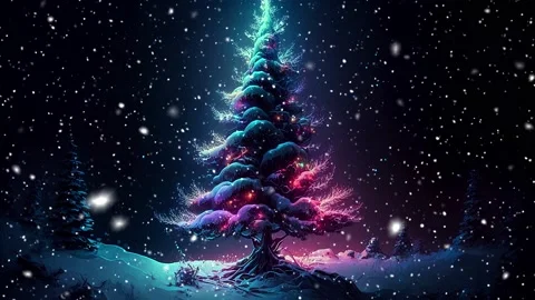 Christmas tree. Loopable Christmas snow. Falling snowflakes. Stock Footage 236258156