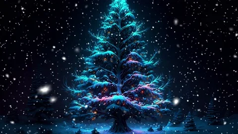 Christmas tree. Loopable Christmas snow. Falling snowflakes. Stock Footage 236258158