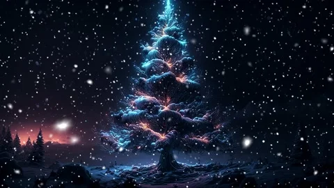 Christmas tree. Loopable Christmas snow. Falling snowflakes. Stock Footage 236258160