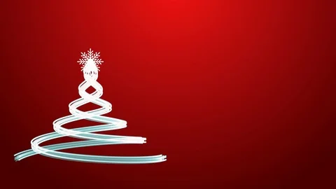 Christmas tree from luminous lines on a red background Stock Footage 120240377