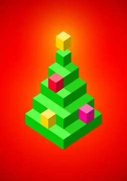 Christmas tree made of 3D pixels 스톡 일러스트