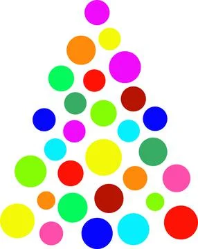 Christmas tree made of balls of different colors. Spruce silhouette vector on Stock Illustration