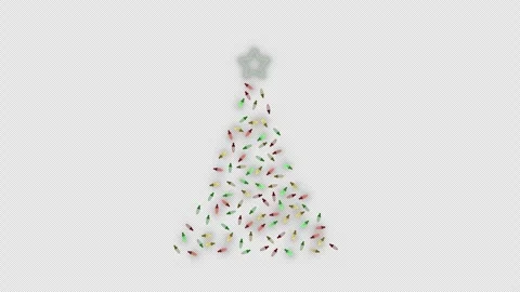 Christmas Tree Made of Blinking Red, Green, and Yellow Lights Stock Footage 310549168