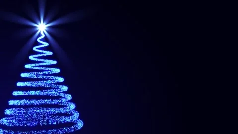 Christmas tree made of blue particles with a bright star on top on a gradient Stock Footage 292924644