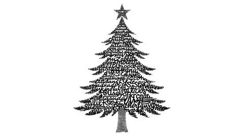 Christmas Tree Made of Calligraphy Words Illustration Stock Illustration