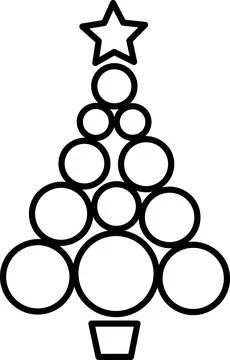 Christmas tree made of circles with star icon Stock Illustration