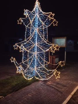 Christmas tree made with external lights Stock Photos