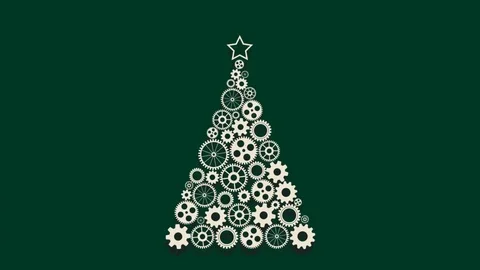 Christmas tree made from gears Stock Footage 82954814