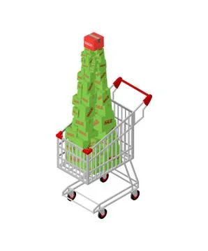 Christmas tree made of gift boxes. Christmas sale. Buy gifts. Xmas and New Ye Stock Illustration