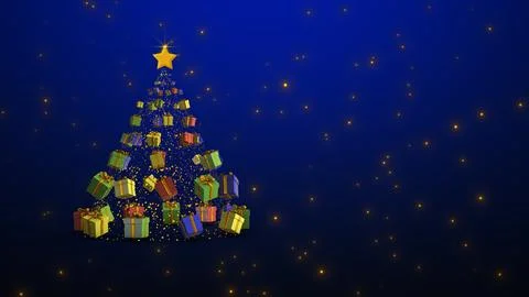 Christmas Tree Made of Gift Boxes with Glowing Lights イラスト素材