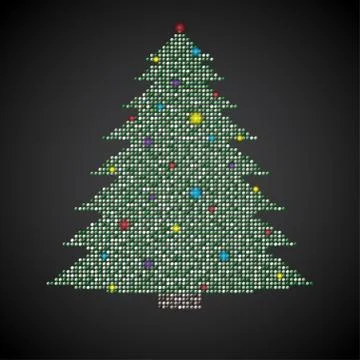 Christmas tree made of sequins. Stock Illustration
