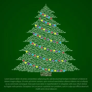 Christmas tree made of sequins. Illustrazione stock
