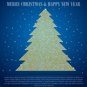 Christmas tree made of sequins. Illustrazione stock