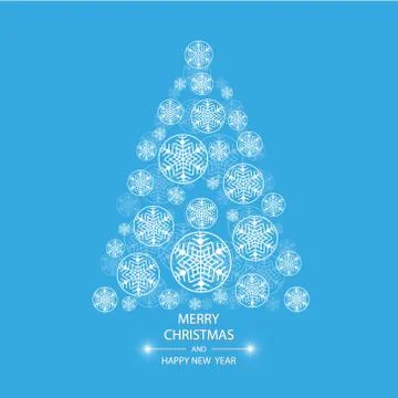 Christmas tree made of snowflakes Stock Illustration