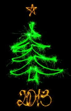 Christmas tree made by sparkler Stock Illustration