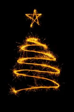 Christmas tree made by sparkler Stock Illustration